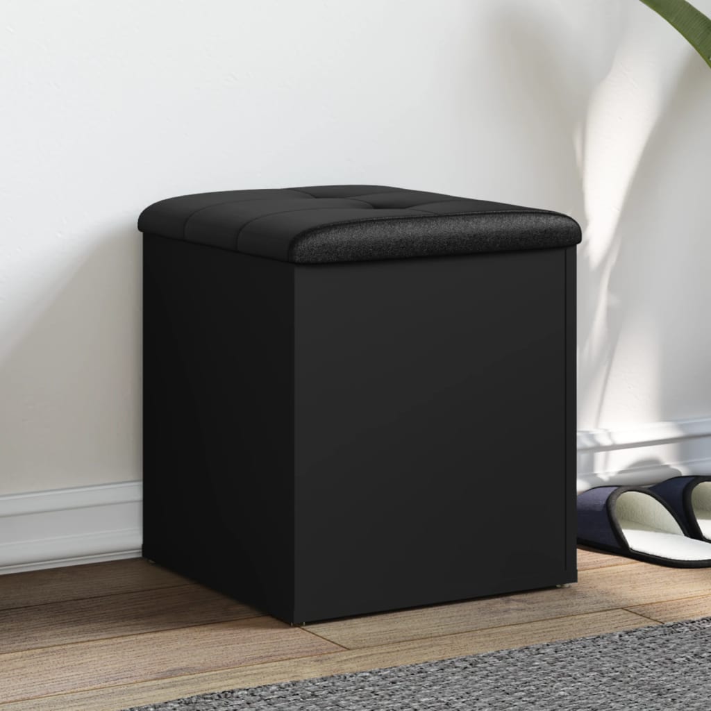 Sitzbank Schwarz mit Stauraum 42x42x45 cm
