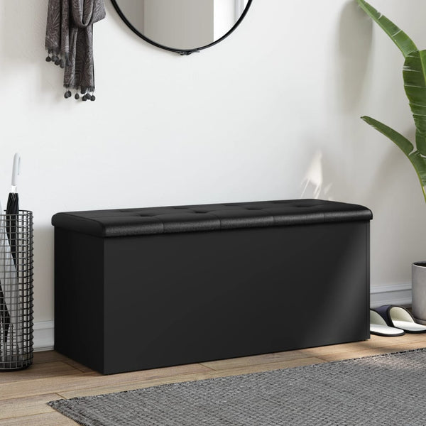 Sitzbank mit Stauraum, Schwarz, 102 cm