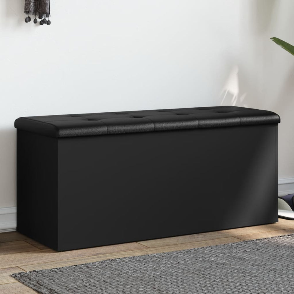 Sitzbank mit Stauraum, Schwarz, 102 cm