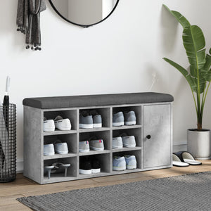 Schuhbank Betongrau 102 cm mit Stauraum