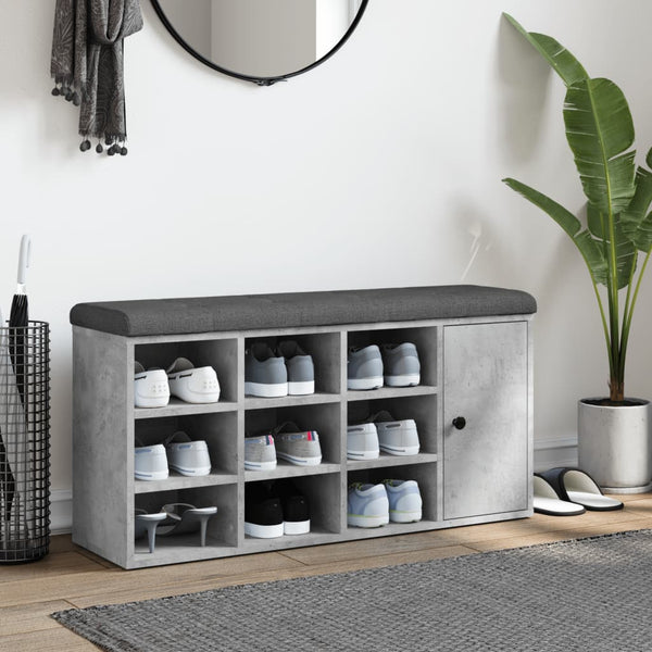 Schuhbank Betongrau 102 cm mit Stauraum