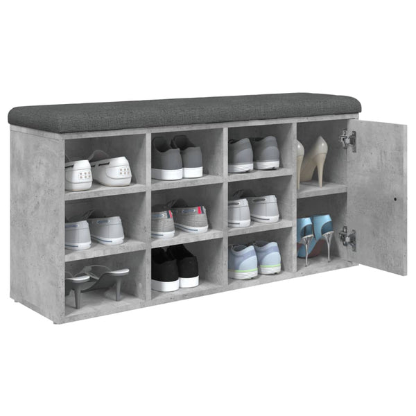 Schuhbank Betongrau 102 cm mit Stauraum