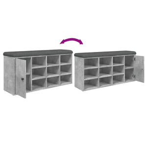 Schuhbank Betongrau 102 cm mit Stauraum