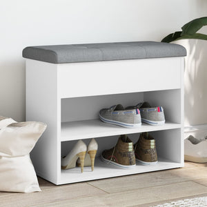 Schuhbank Weiß mit Stauraum 62x32x50 cm
