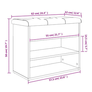 Schuhbank Schwarz 62x32x50 cm