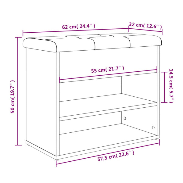Schuhbank Schwarz 62x32x50 cm