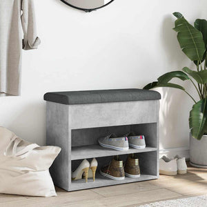 Schuhbank Betongrau mit Stauraum