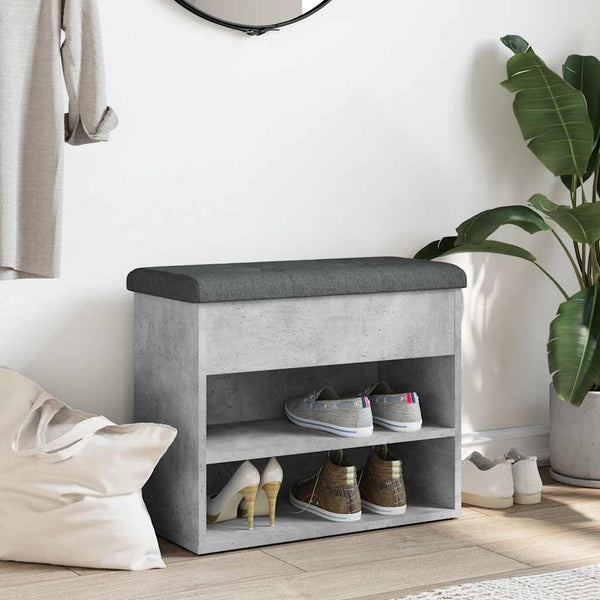 Schuhbank Betongrau mit Stauraum