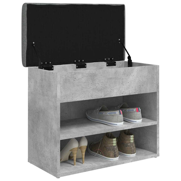 Schuhbank Betongrau mit Stauraum