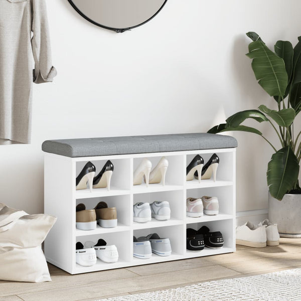Schuhbank Weiß mit Stauraum 82 cm