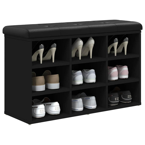Schuhbank Schwarz mit Stauraum 82 cm