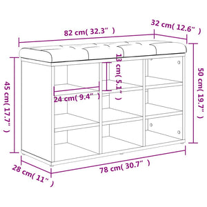 Schuhbank Schwarz mit Stauraum 82 cm
