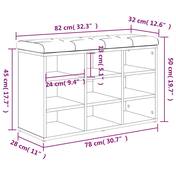 Schuhbank Schwarz mit Stauraum 82 cm