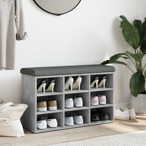 Schuhbank Betongrau mit Stauraum