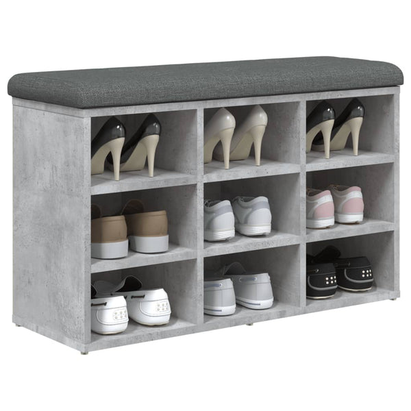 Schuhbank Betongrau mit Stauraum