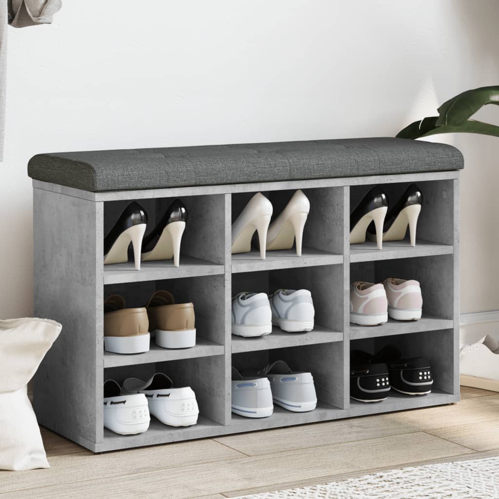 Schuhbank Betongrau mit Stauraum