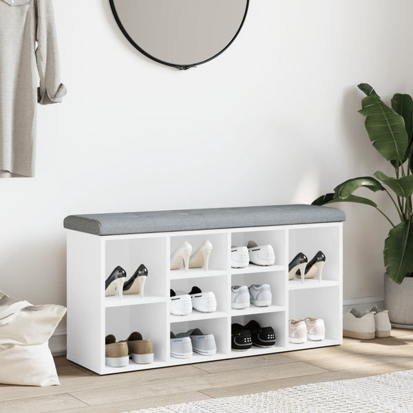 Schuhbank Weiß mit Stauraum 102 cm