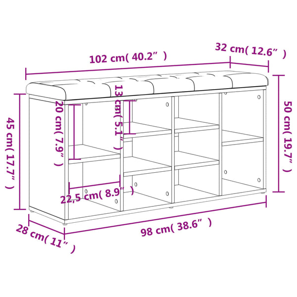Schuhbank Weiß mit Stauraum 102 cm