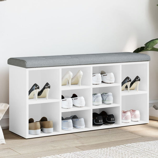 Schuhbank Weiß mit Stauraum 102 cm