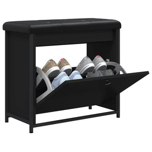 Schuhbank Schwarz mit Klappe 62cm