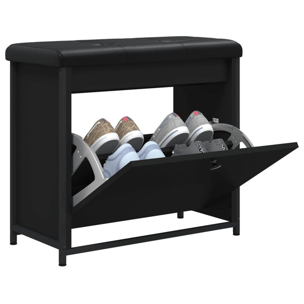 Schuhbank Schwarz mit Klappe 62cm