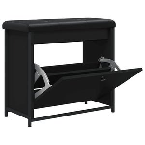 Schuhbank Schwarz mit Klappe 62cm