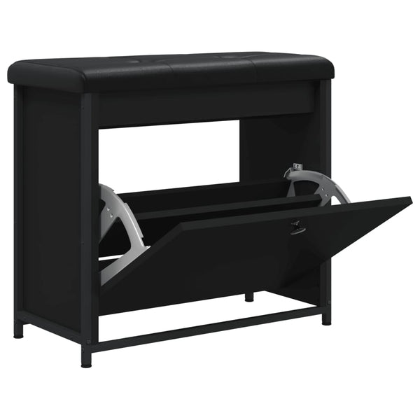 Schuhbank Schwarz mit Klappe 62cm