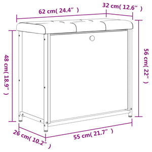 Schuhbank Schwarz mit Klappe 62cm