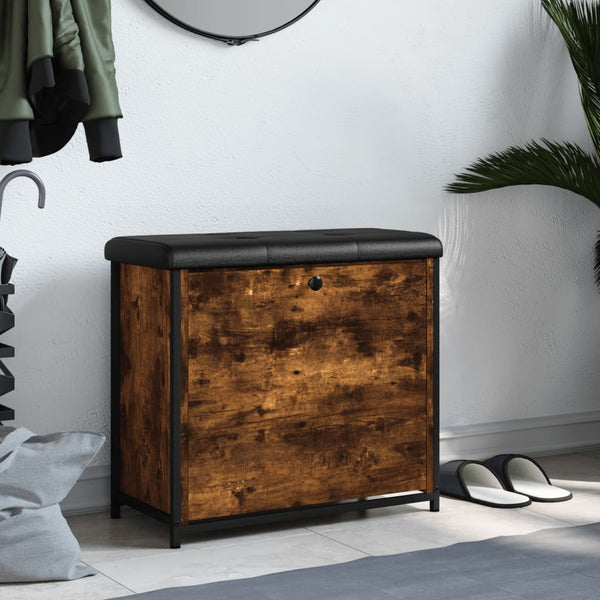 Schuhbank Räuchereiche mit Klappe 62 cm