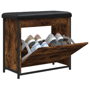 Schuhbank Räuchereiche mit Klappe 62 cm