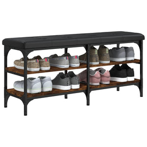 Schuhbank Räuchereiche 102 cm mit Stauraum