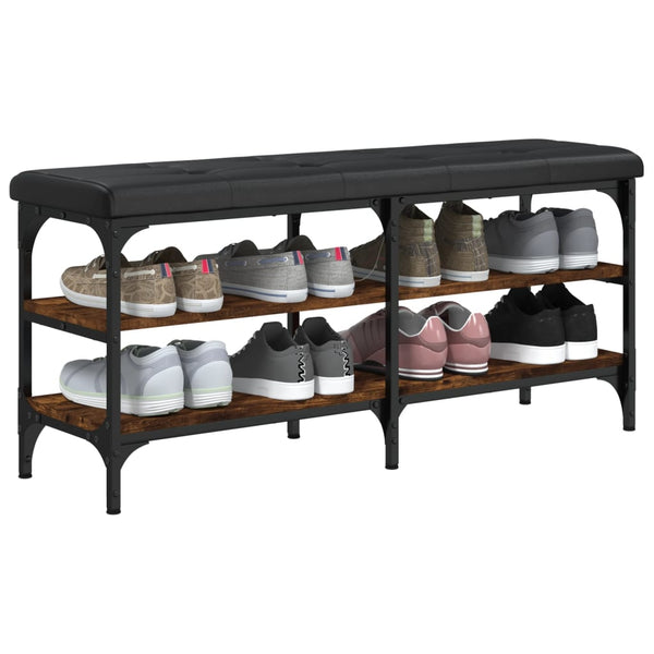Schuhbank Räuchereiche 102 cm mit Stauraum