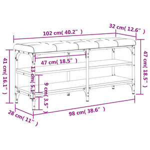 Schuhbank Räuchereiche 102 cm mit Stauraum