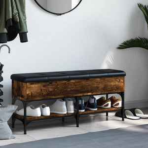 Schuhbank Räuchereiche 102 cm mit Stauraum