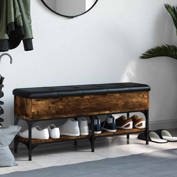 Schuhbank Räuchereiche 102 cm mit Stauraum