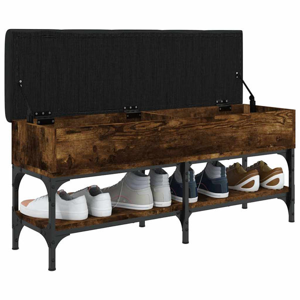 Schuhbank Räuchereiche 102 cm mit Stauraum