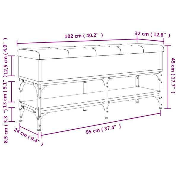 Schuhbank Räuchereiche 102 cm mit Stauraum