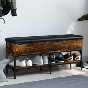 Schuhbank Räuchereiche 102 cm mit Stauraum