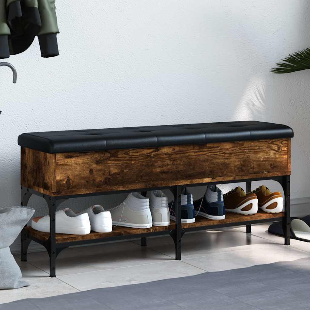 Schuhbank Räuchereiche 102 cm mit Stauraum