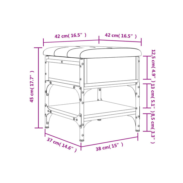 Schuhbank Grau Sonoma 42x42x45 cm