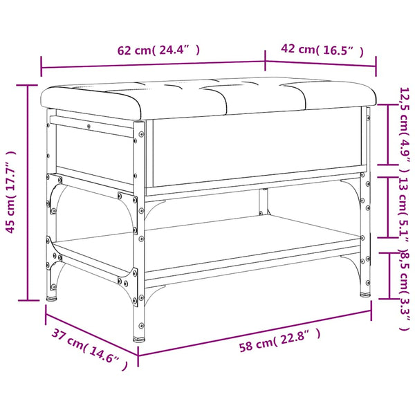 Schuhbank Braun Eichenoptik 62x42x45 cm