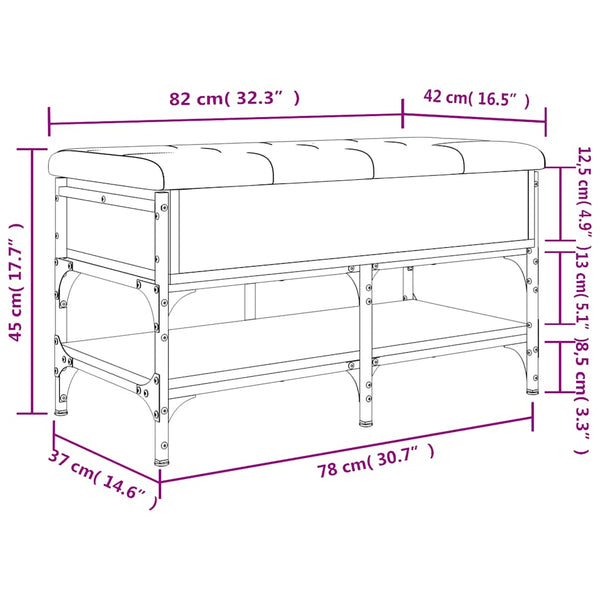 Schuhbank Räuchereiche 82x42x45 cm