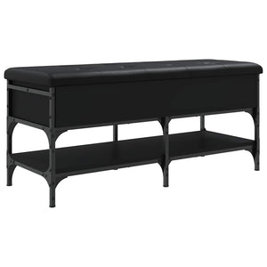 Schuhbank Schwarz 102 cm mit Stauraum