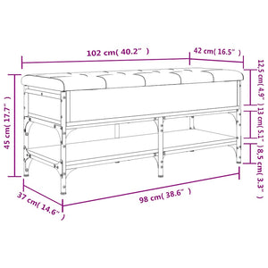 Schuhbank Schwarz 102 cm mit Stauraum
