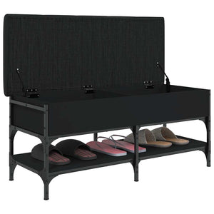 Schuhbank Schwarz 102 cm mit Stauraum