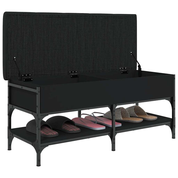 Schuhbank Schwarz 102 cm mit Stauraum