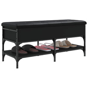 Schuhbank Schwarz 102 cm mit Stauraum