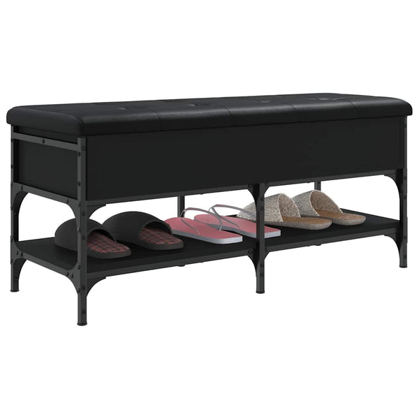 Schuhbank Schwarz 102 cm mit Stauraum