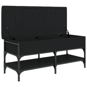 Schuhbank Schwarz 102 cm mit Stauraum