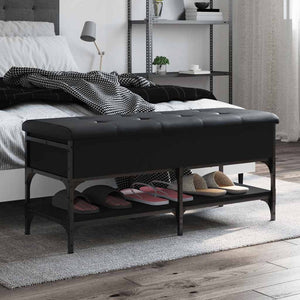 Schuhbank Schwarz 102 cm mit Stauraum